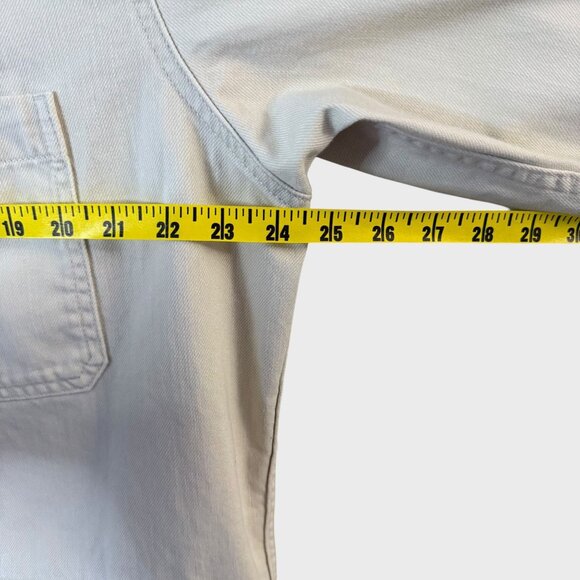 UNIQLO Denim Utility Chore Jacket Off-White Men's Large Military Field Button-Up - Picture 12 of 13
